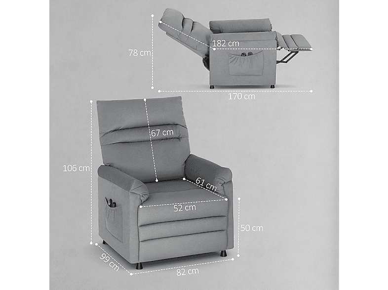 Sillón de masaje - Homcom 700-186V90GY, Gris