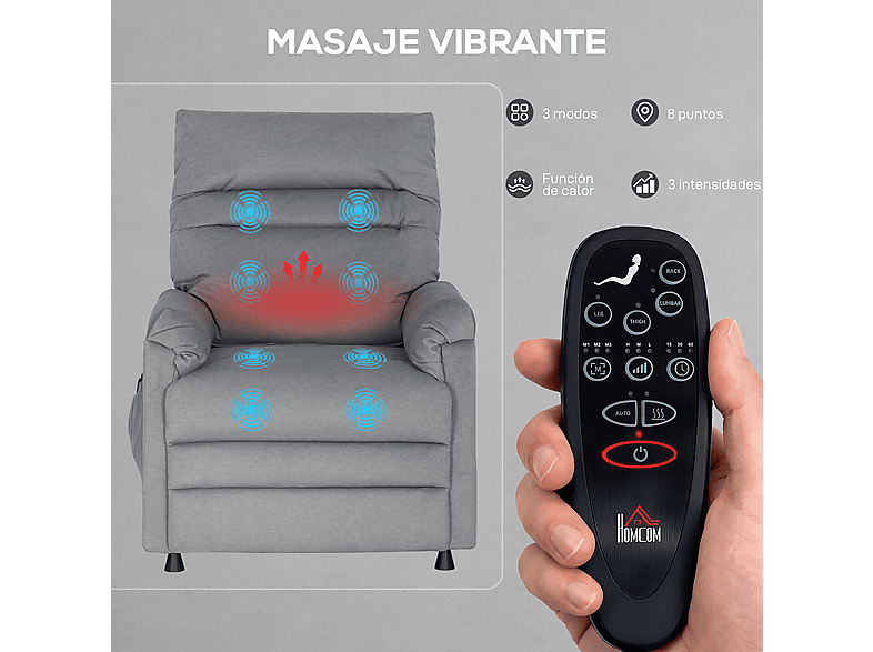 Sillón de masaje - Homcom 700-186V90GY, Gris