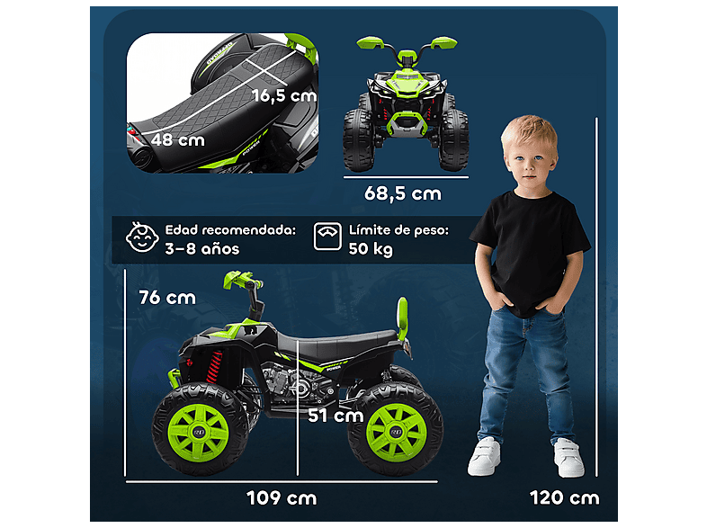 Quad eléctrico infantil - Aiyaplay 370-412V90GN