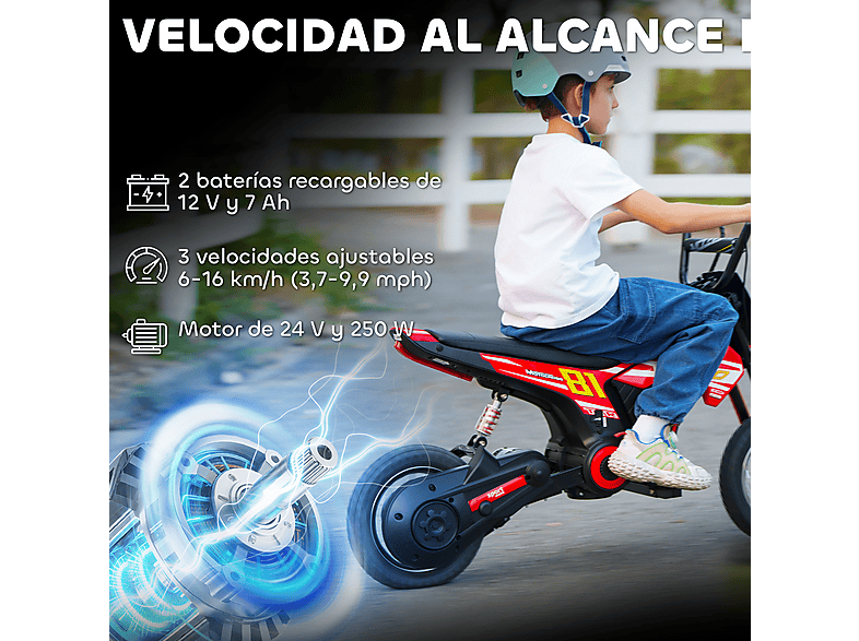 Moto eléctrica infantil - Aiyaplay 370-393V90RD
