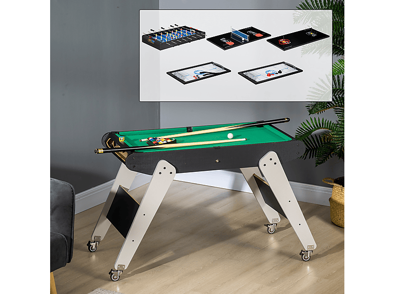Mesa multijuegos - Homcom A70-065V00MX, a partir de 7 año(s), Negro