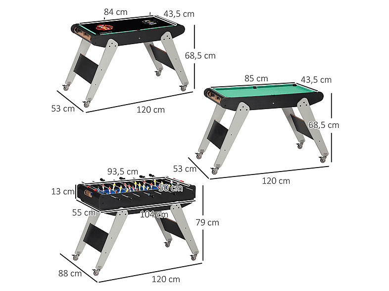 Mesa multijuegos - Homcom A70-065V00MX, a partir de 7 año(s), Negro