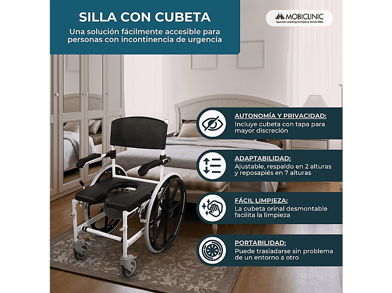 Silla de baño - Mobiclinic Calígula, Negro