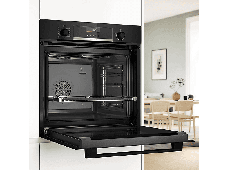 Horno multifunción - Bosch Serie 6 HBG536EB4, Integrable, Hidrolítica, 71 l, 594 mm, Negro