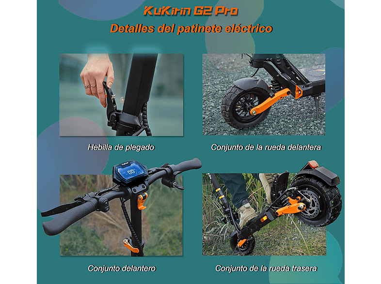 Patinete eléctrico - Kukirin G2 Pro VMP, Pot. máx. 48 V, Carga máx. 120 kg, 15600 mAh, Negro (ref. 174083694)
