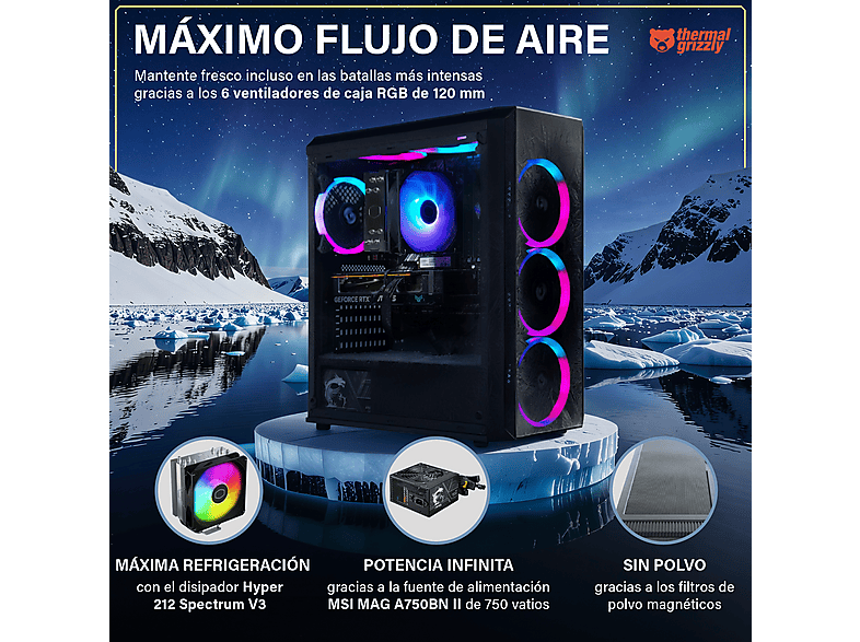 PC Gaming - Greed MK2 Power AMD | Gaming Ordenador / Computer, AMD Ryzen 7, 16 GB RAM, 1 TB SSD, Radeon™ RX 9070, Windows 11 Pro, Negro
