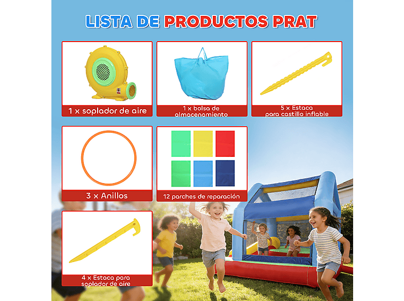 Castillo Hinchable Niños - Aiyaplay 346-026V90MX, a partir de 3 año(s), Multicolor