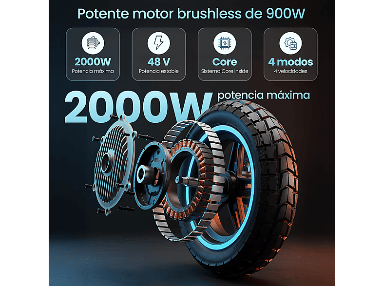 Patinete eléctrico - Smartgyro K5 PRO LR, Negro