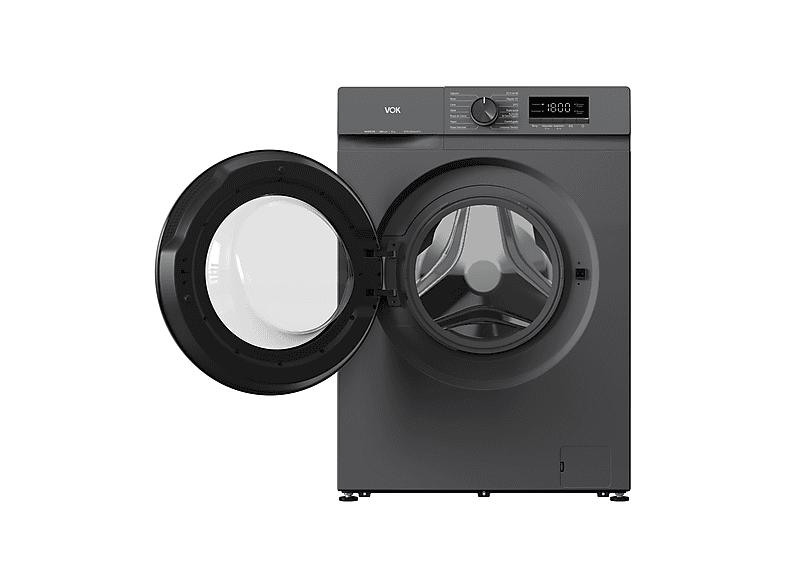 Lavadora de carga frontal - Vok EVW-8BAGL2412, Motor Inverter, 10 kg, 1200 rpm, 14 programas, Blanco
