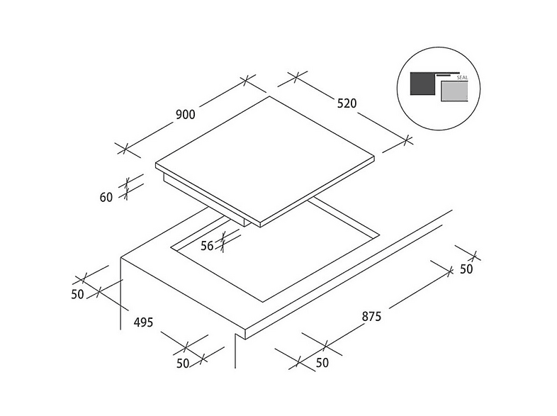 Placa de vitrocerámica - Rosieres RIFS954MCTT, 5 zone(s) zonas, 900 mm, Negro