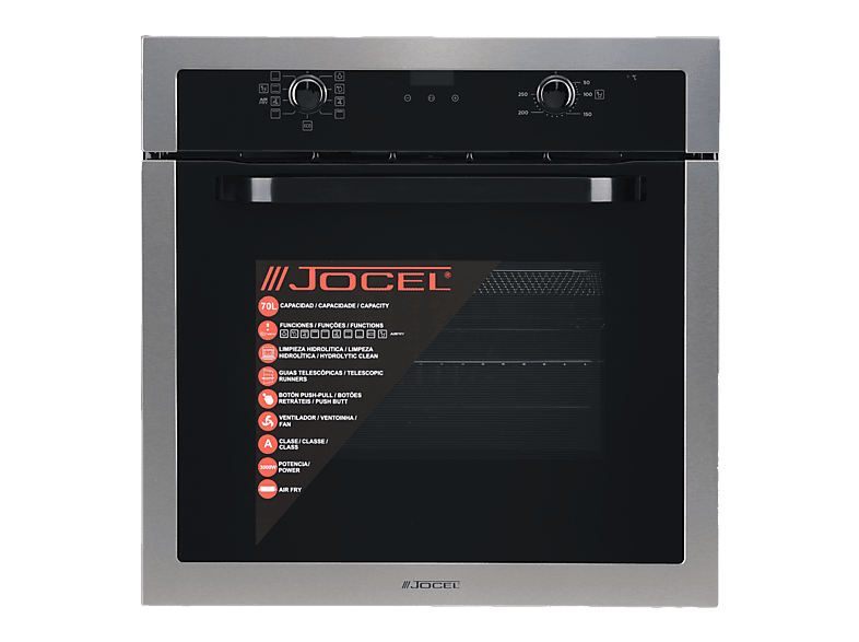 Horno multifunción - Jocel JFE014719, Integrable, 70 l, 60 cm, Negro