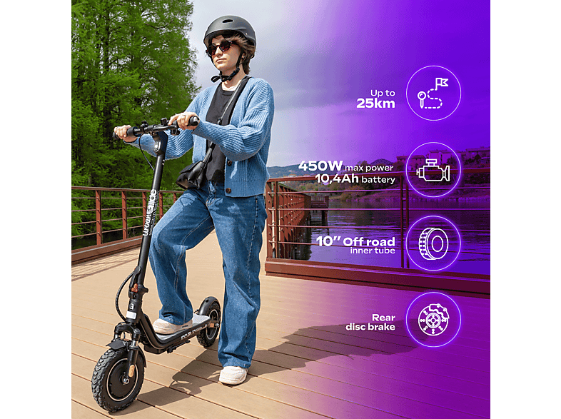 Patinete eléctrico - Urbanglide RIDE 100 21.6V, Carga máx. 120 kg, negro