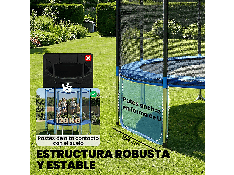 Cama Elástica Exterior - Sportnow A71-066V02BU, a partir de 6 año(s), Azul