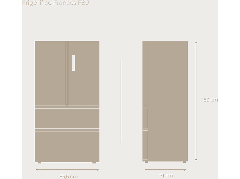 Frigorífico Americano - Evvo F80B Glass, No Frost, Compresor, Altura 183 cm, Cristal Negro