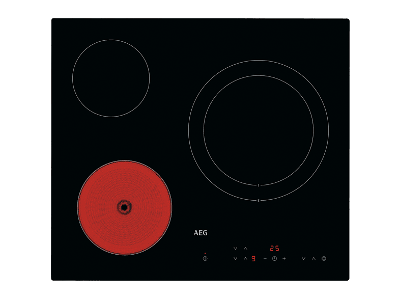Placa de vitrocerámica - AEG TN63RAF2CB, 3 zonas, 60 cm, Negro