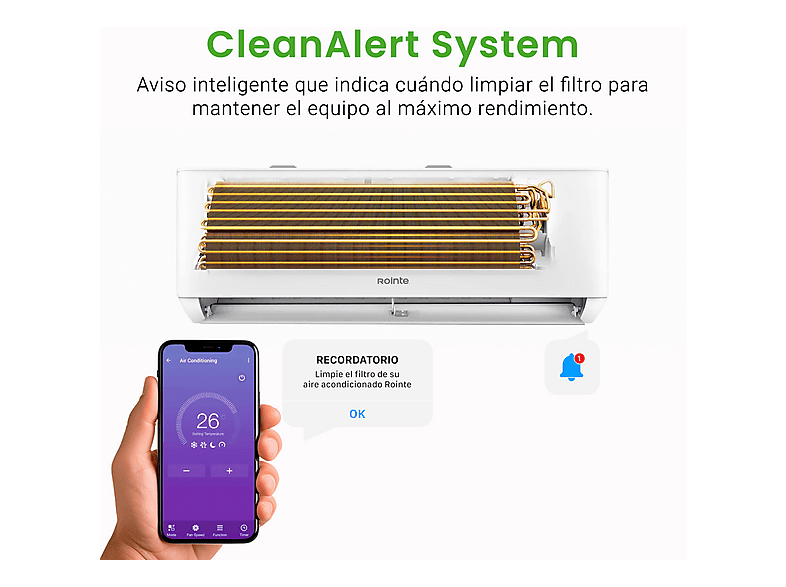 Aire acondicionado Split 1 x 1 - Rointe RX20, Función Inverter, Blanco