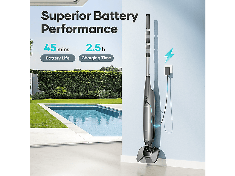 Limpia piscinas - Aiper, Pilot X1, Aspiración 1260 GPH, Limpieza en Ángulo Completo AIPER, Negro