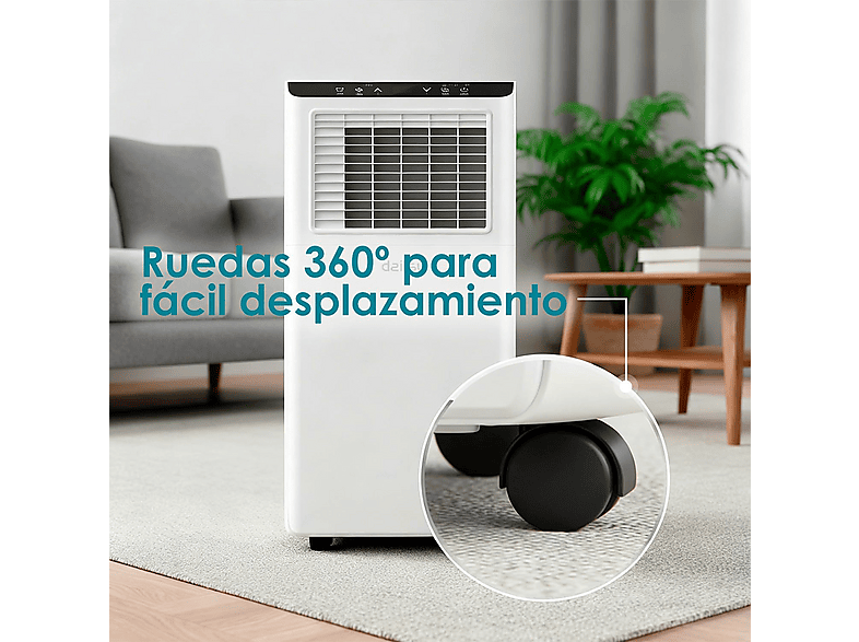 Aire acondicionado portátil - Daitsu 3NDA03025, 7000 fg/h, 2 velocidades, 18 m², 64 dB(A), Blanco