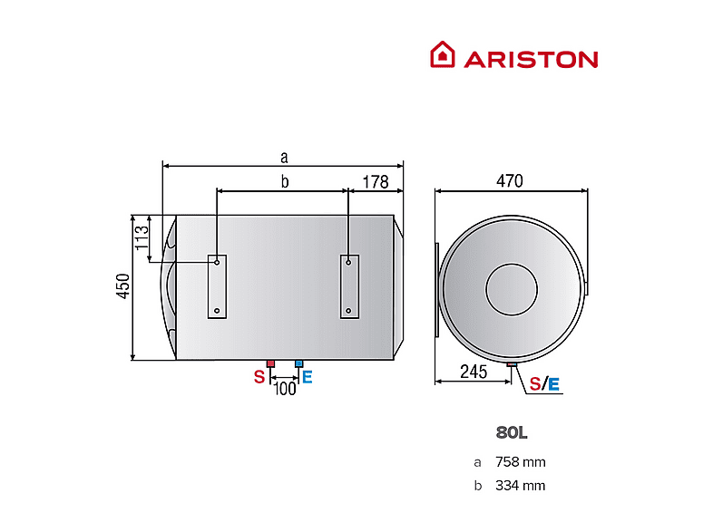 Termo eléctrico - Ariston PRO1 ECO H, 80 l, Blanco
