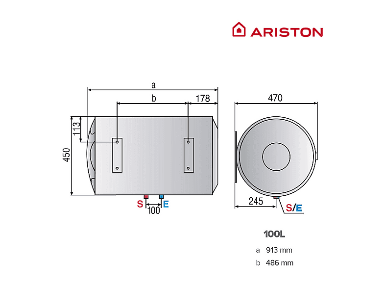 Termo eléctrico - Ariston PRO1 ECO H, 100 l, Blanco
