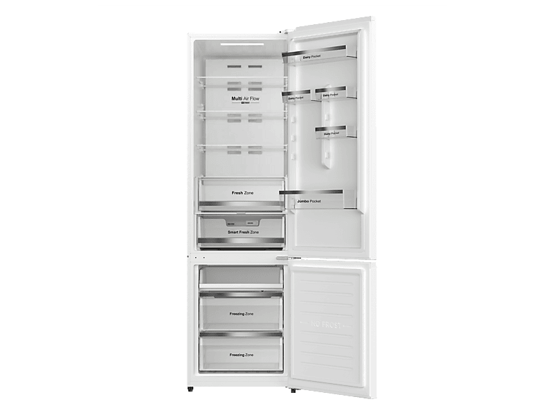 Frigorífico combinado - Vok EVR-442NDWCP, Compresor Inverter, No Frost, Altura 198,5 cm, Capacidad 442 l, Blanco