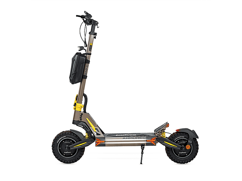 Patinete eléctrico - Ecoxtrem M41 Armored Dual LR, Pot. máx. 3200 W, Carga máx. 120 kg, 85 km autonomía, 24000 mAh, Amarillo