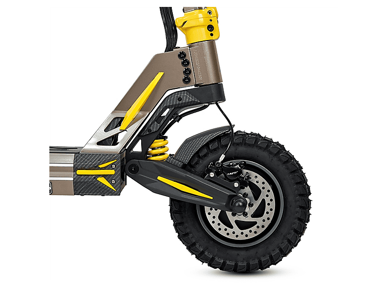 Patinete eléctrico - Ecoxtrem M41 Armored Dual LR, Pot. máx. 3200 W, Carga máx. 120 kg, 85 km autonomía, 24000 mAh, Amarillo