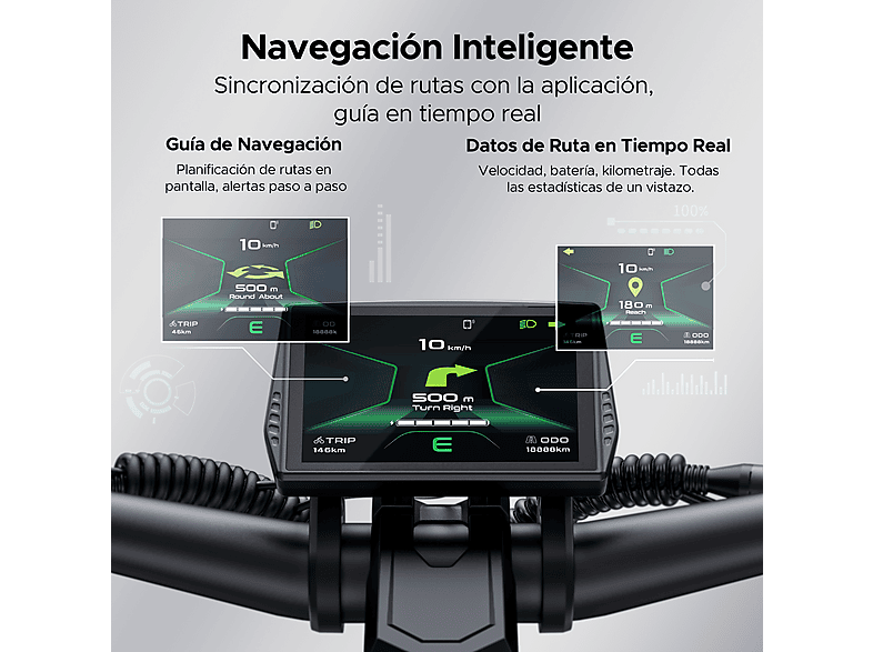 Patinete Eléctrico - Engwe Y1000, Carga máx. 120 kg, Negro