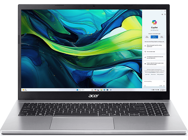 Portátil - Acer Aspire Go 15 AG15-42P, 15,6 " Full-HD, AMD Ryzen 5 7430U, 16 GB RAM, 512 GB SSD, Radeon™ Onboard Graphics, Windows 11 Home, Plata