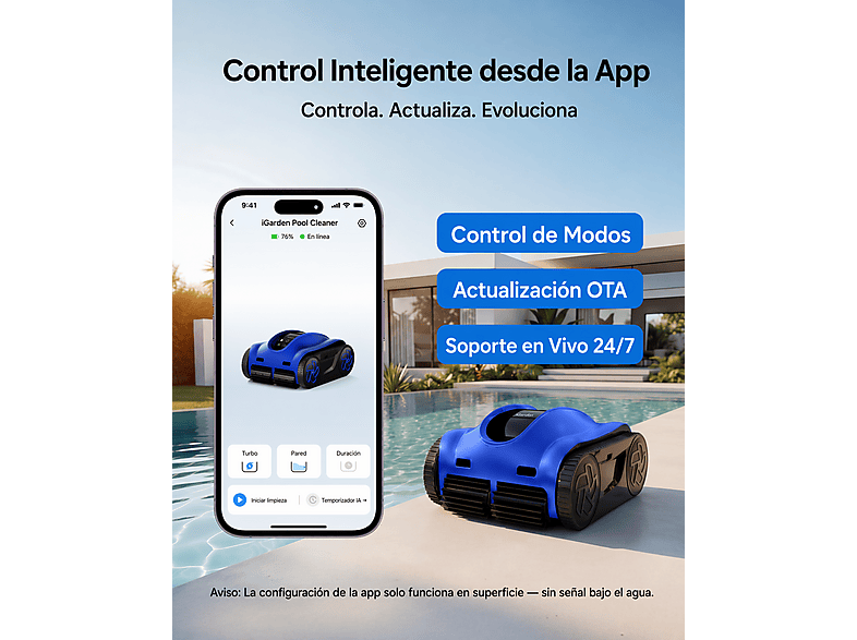Robot limpiafondos - Igarden K40 robot limpiafondos de piscina sin cable automático IGARDEN, Azul