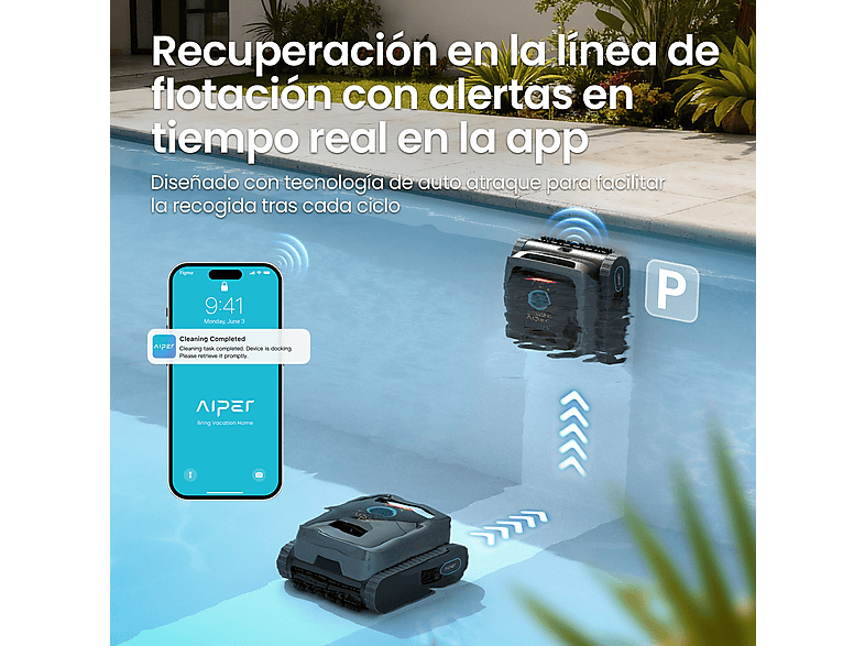Robot limpiafondos - Aiper Scuba V3 Robot Limpiafondos de piscina de batería sin cable AIPER, negro