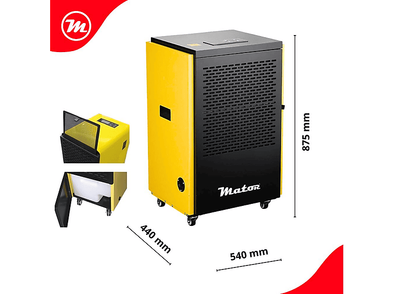 Deshumidificador - Mator  Dryer Pro BGD1701 – 150 L/día – portátil, 1,700 m³, Negro