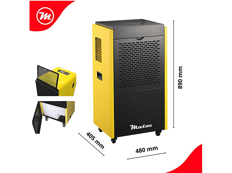 Deshumidificador - Mator Dryer Pro BGD1701 – 90 L/día – portátil, 500 m³, Negro