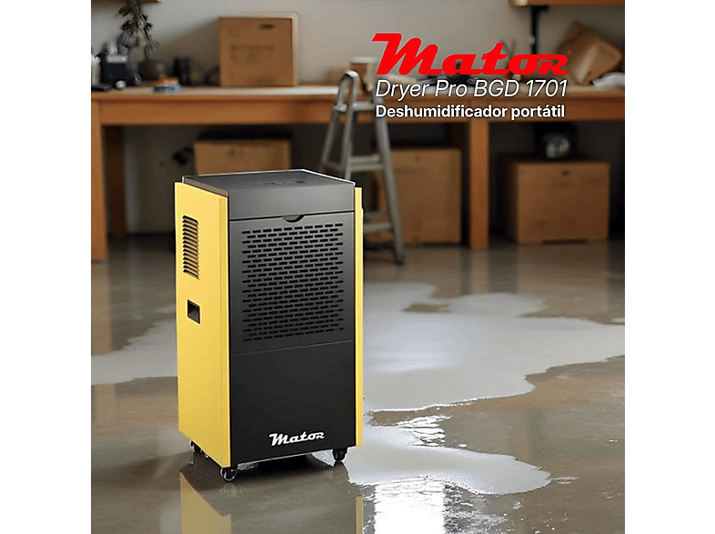 Deshumidificador - Mator Dryer Pro BGD1701 – 90 L/día – portátil, 500 m³, Negro