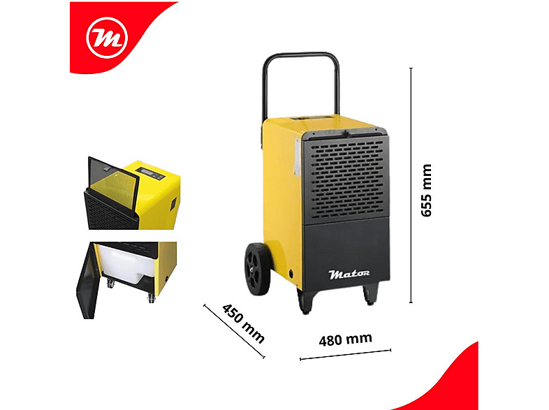 Deshumidificador - Mator Dryer Pro BGD1701 – 50 L/día – portátil, 700 m³, Negro