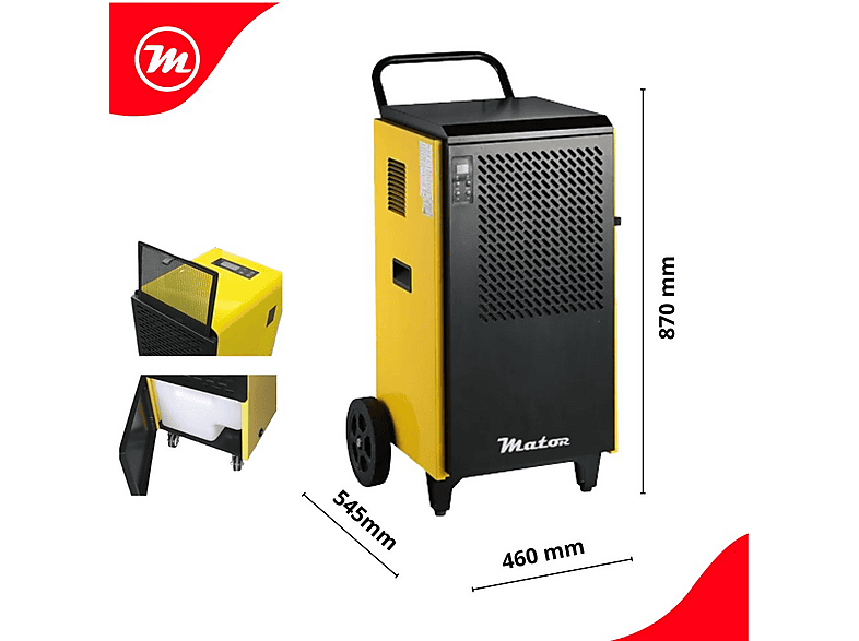 Deshumidificador - Mator Dryer Pro BGD1702-X01 – 70 L/día – con bomba de condensados, 1,000 m³, Negro