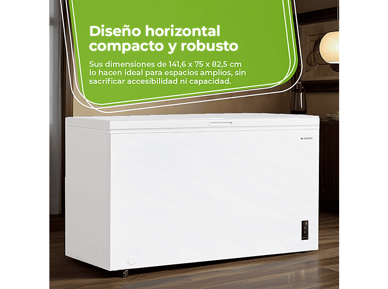 Congelador horizontal - Aspes ACHH4500EDC, 418 l, 82,5 cm, Blanco