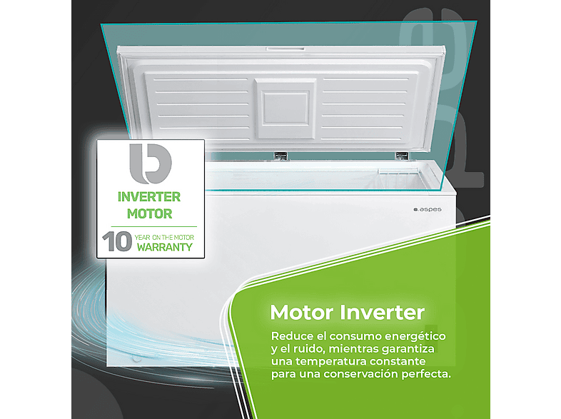 Congelador horizontal - Aspes ACHH4500EDC, 418 l, 82,5 cm, Blanco