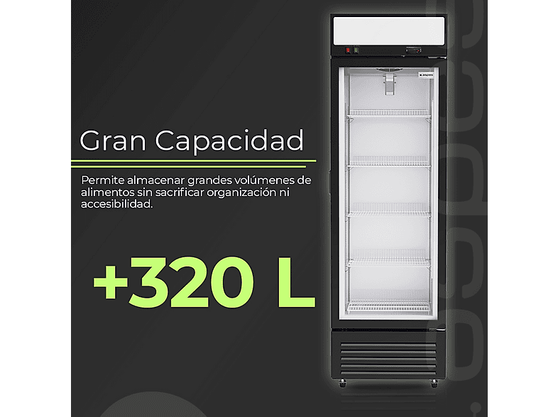 Congelador vertical - Aspes ACVH2601ENF, 329 l, 199 cm, Negro
