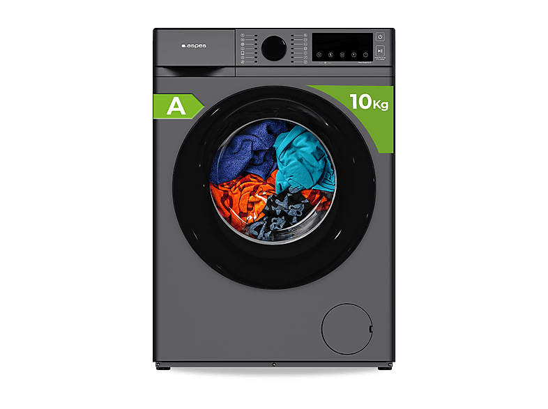 Lavadora carga frontal - Aspes AL10401AIDVX, 10 kg, 14 programas, Gris