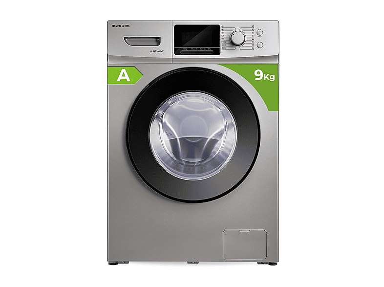 Lavadora carga frontal - Aspes AL9401AIDVX, 9 kg, 16 programas, Inox