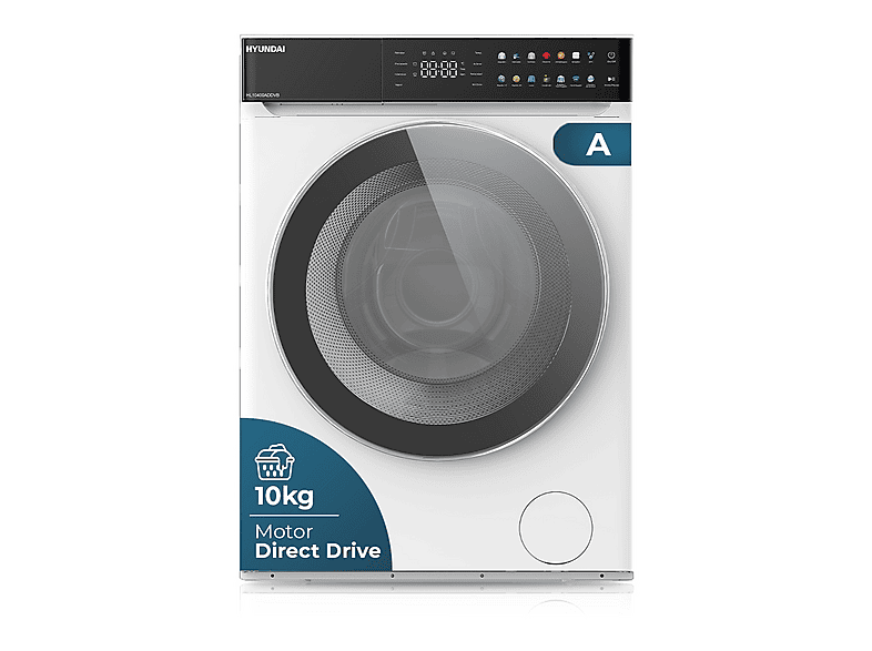 Lavadora carga frontal - Hyundai HL10400ADDVB, 10 kg, 14 programas, Blanco