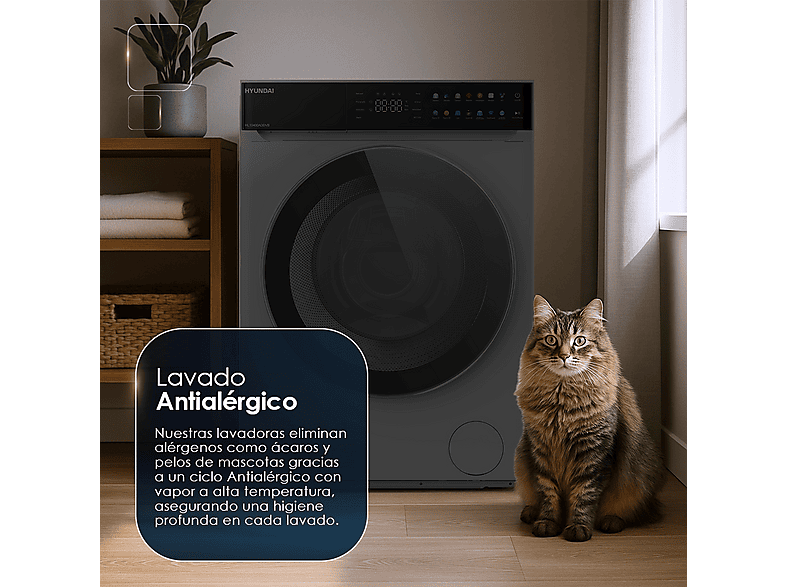 Lavadora carga frontal - Hyundai HL10400ADDVB, 10 kg, 14 programas, Blanco