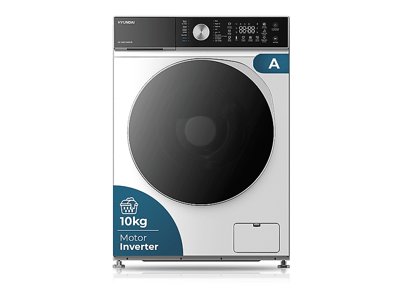 Lavadora carga frontal - Hyundai HL10401AIDVB, 10 kg, 16 programas, Blanco