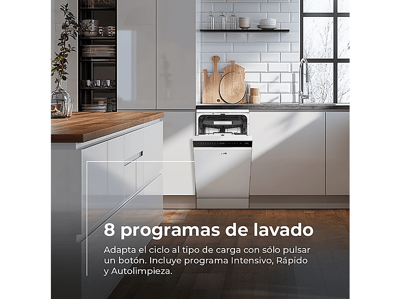 Lavavajillas libre instalación 45 cm - Evvo D4 Slim (45cm), 8 programas, 450 mm