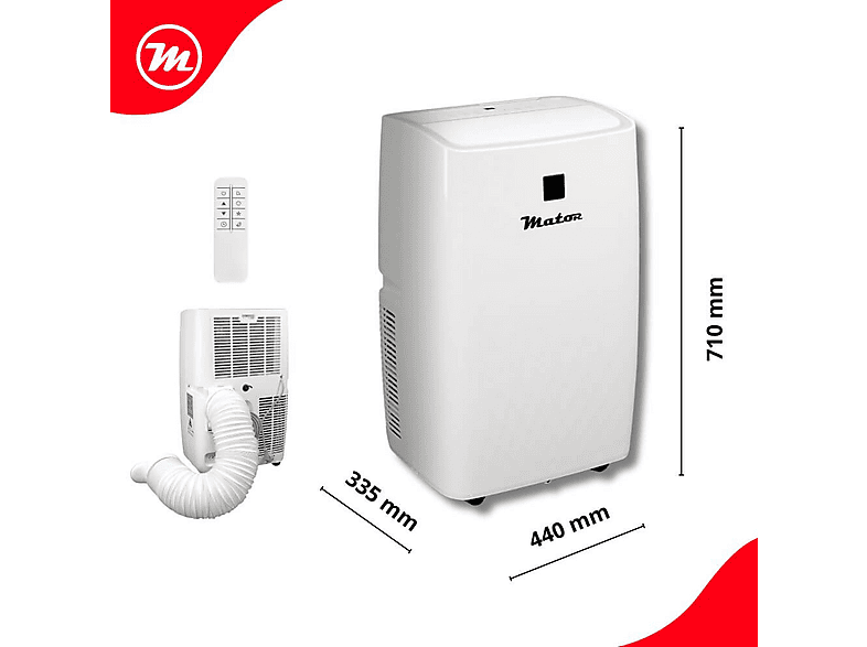 Aire acondicionado portátil - Mator FDP35-3.500 W-3.010 Frig/h, 12000 fg/h, Barcelona velocidades, 30 m², 54 dB(A), Blanco