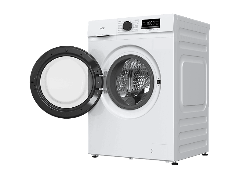 Lavadora de carga frontal - Vok EVW-12BAW12, Motor Inverter, 12 kg, 1200 rpm, 14 programas, Blanco