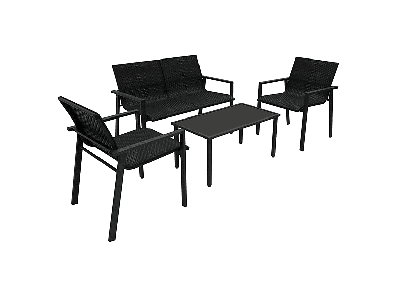 Conjunto de jardín - Monster De Ratán 4 plazas - Negro, 116 cm x 66,5 cm x 83 cm