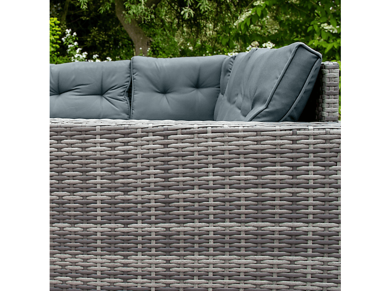 Conjunto de jardín - Monster Esquinero de Ratán 9 plazas - Gris, 240 cm x 180 cm x 70 cm