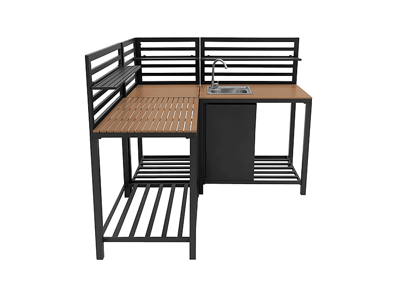 Mueble de cocina - Monster De exterior Modular Aluminio y Madera de 3 Piezas, 240 cm x 61,5 cm x 127,5 cm, Gris
